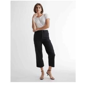 Quince wide twill cropped black denim pants Size 29